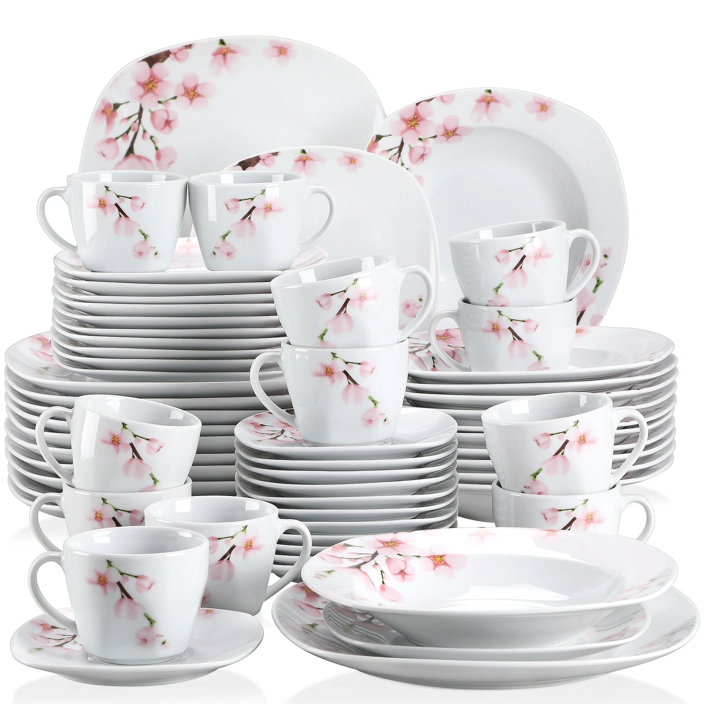 MALACASA Annie Porcelain Dinnerware Set With Plates Cups Saucers CollectionEdition