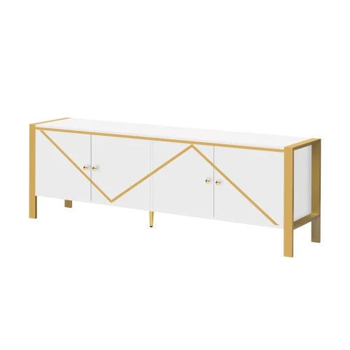 70.9''Modern Minimalist TV Stand for TVs up to 75 Inches, Entertainment Center Media Console Cabinet with 2 Spacious Cabinets