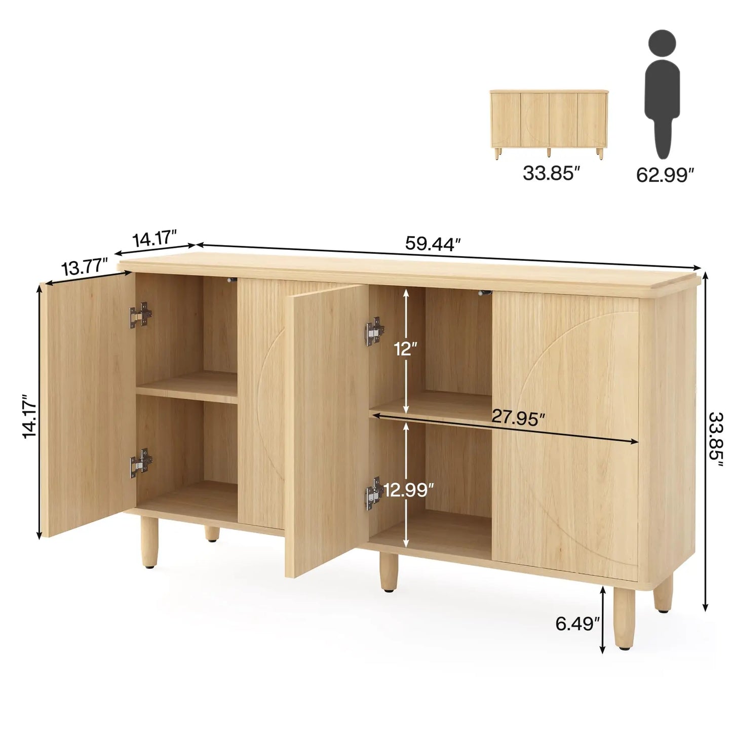 Tribesigns Buffet Cabinet Sideboard With Storage Modern Laminate Finish For Living Room Home