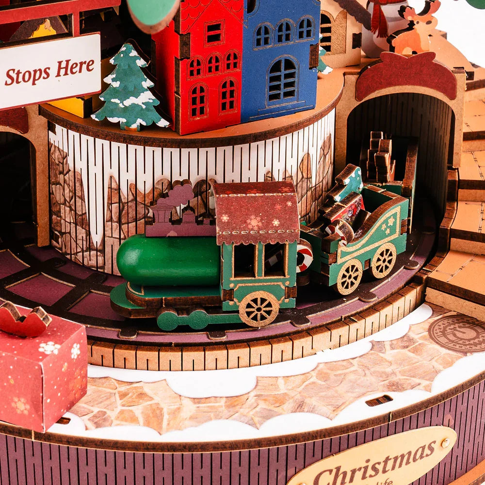 Robotime Rolife Christmas Melody Tree Music Boxes 3D Wooden Puzzle with Light Perfect Gifts for Family Easy Assemble Toys