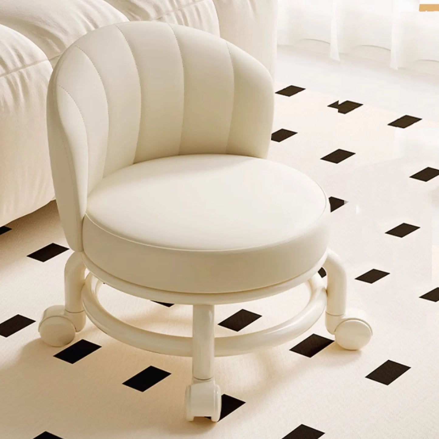 Heavy Duty Wheeled Stool With Backrest For Home Use