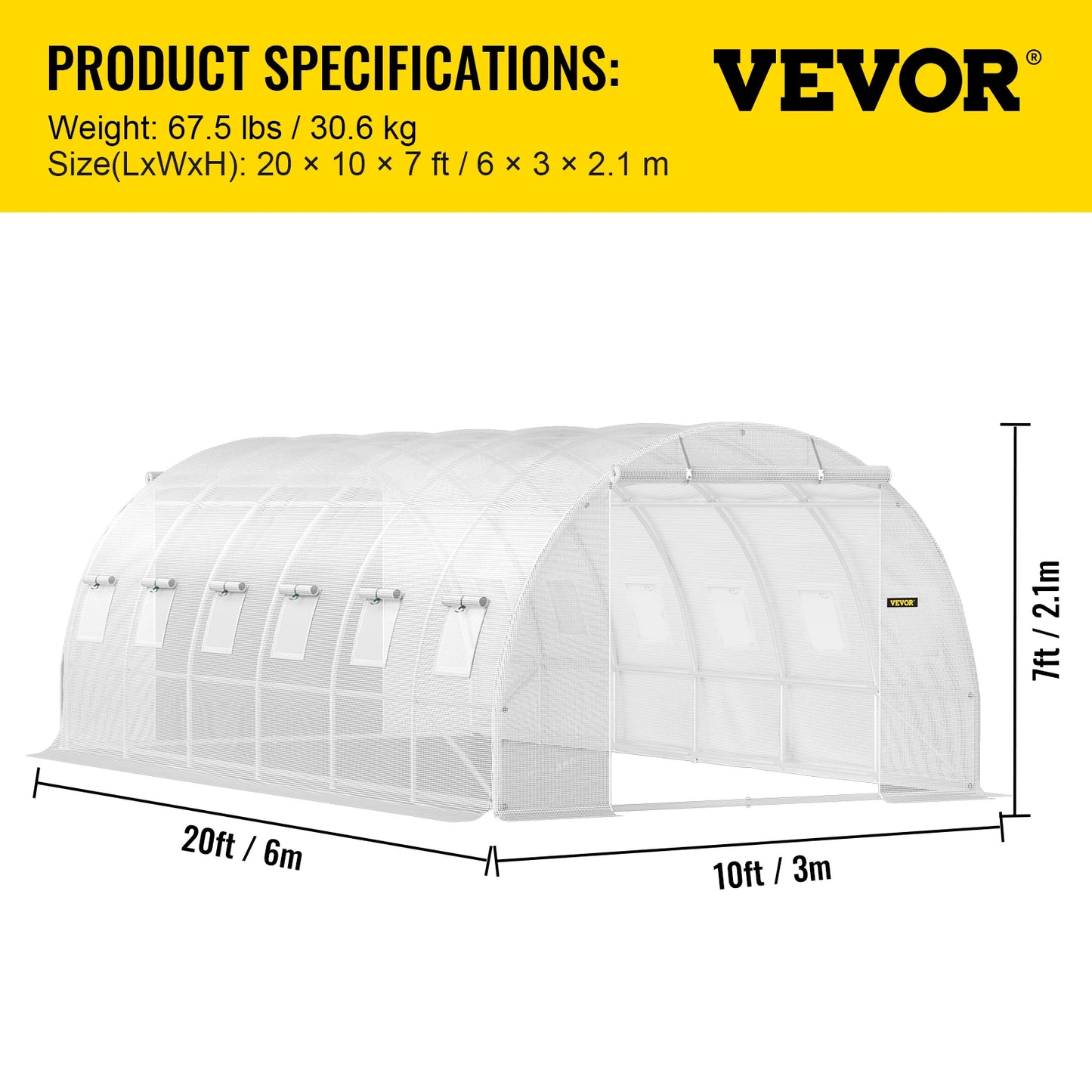 SucceBuy Tunnel Greenhouse With Galvanized Steel Hoops