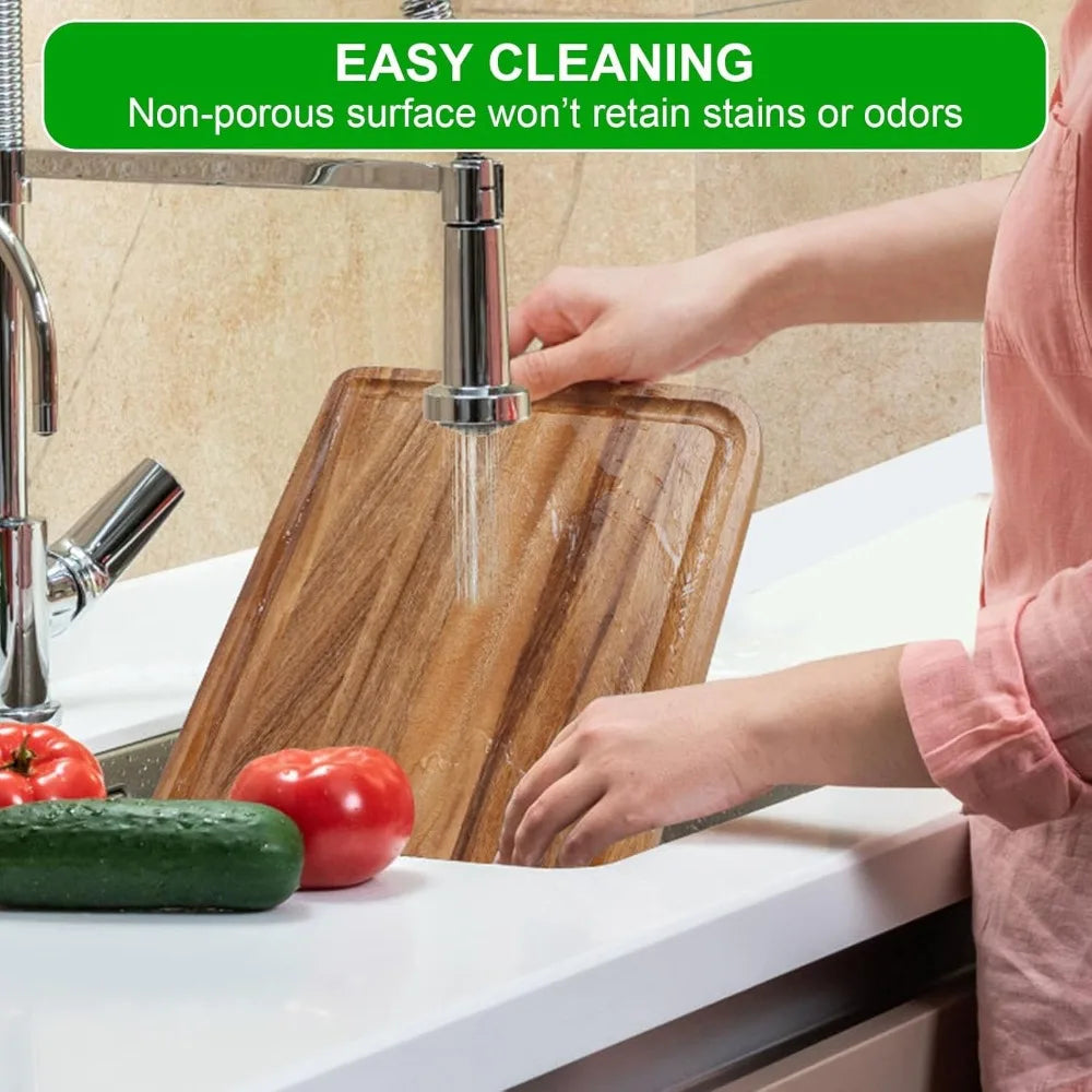 Cutting Board for Kitchen - Caperci Organic Wooden Chopping Serving Board with Deep Juice Groove for Meat (Butcher Block)