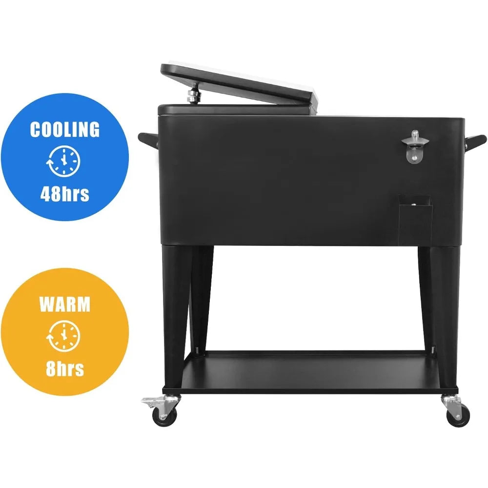 XMSJ Portable Rolling Cooler Cart Ice Chest With Wheels