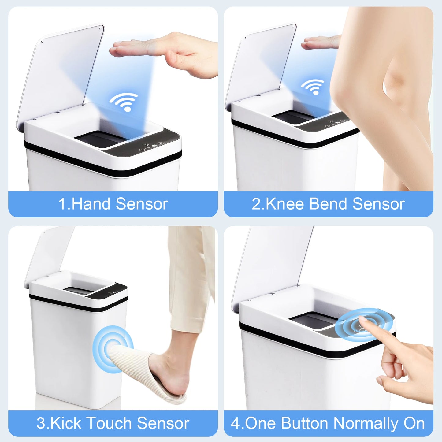 Automatic Touchless Trash Can With Motion Sensor Lid For Kitchen