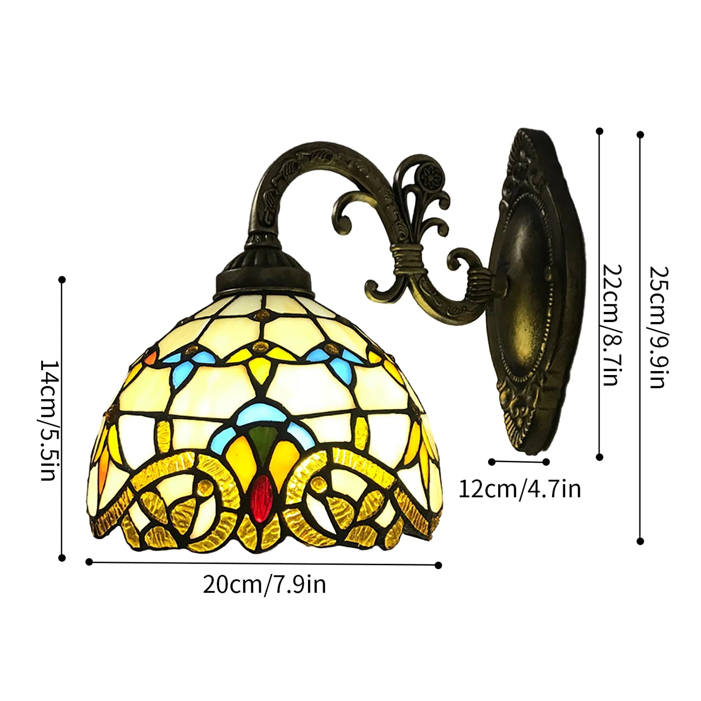 Tiffany Wall Lamp Wall Light Indoor Vintage Wall Lamp Vintage Lamp Retro Handmade Dome Lamp for Living Room Staircase Bedroom