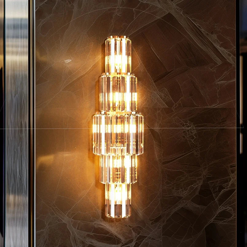LUVODI Luxurious Crystal Wall Lamp ThreeLayer Sconce Illumination WithE14Base BrilliantLED