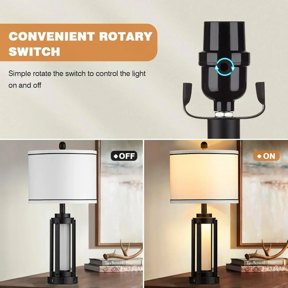 XMSJ Modern Table Lamps Set Of 2 With USB A C Ports