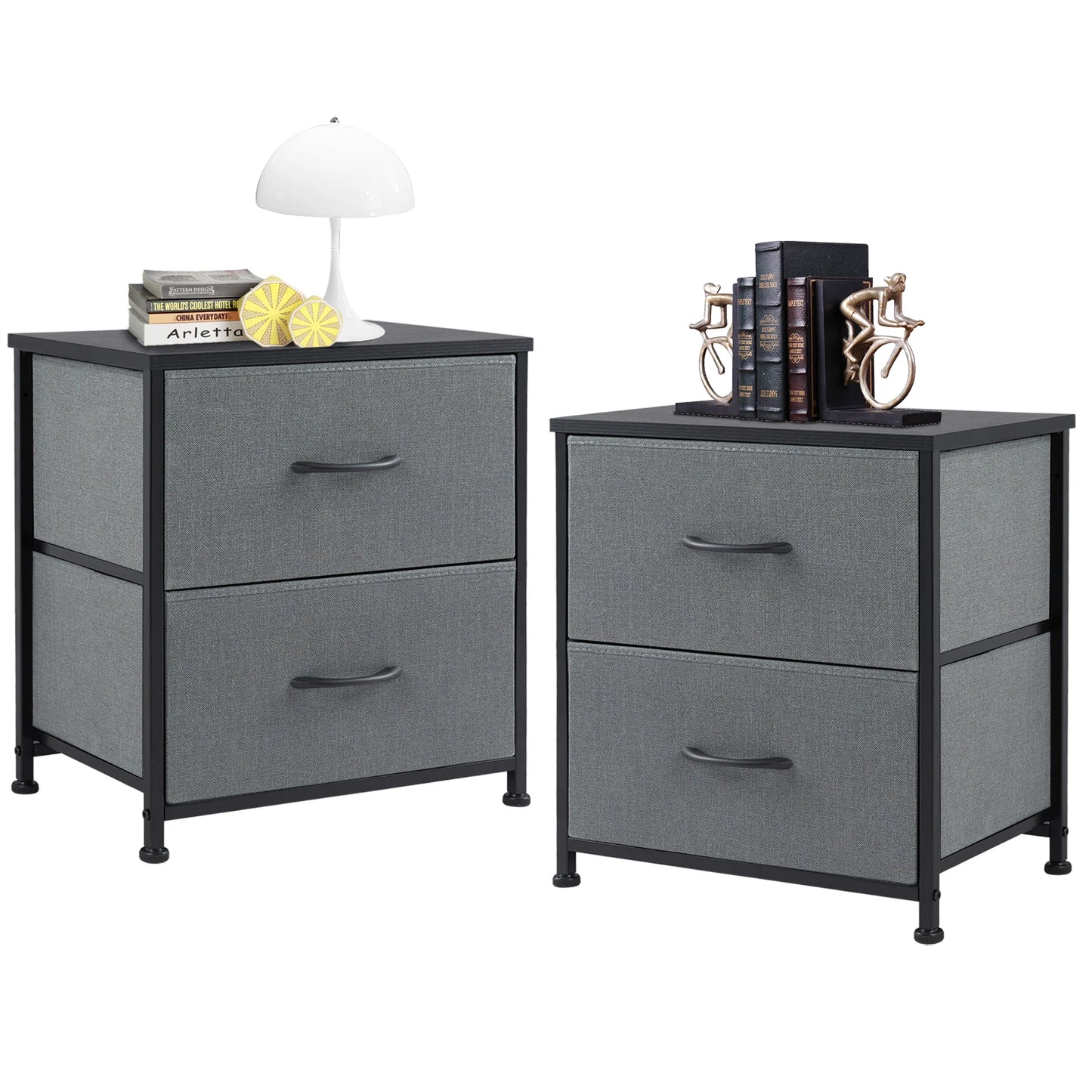 JHK Living Room Cabinet With Fabric Drawers And Nightstand