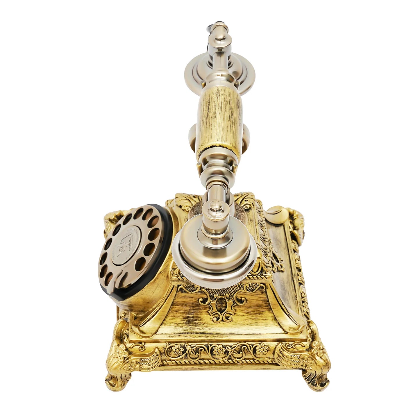 Retro Rotary Telephone with Telephone Line and Resin Base,Bronze Retro Telephone for Homes, Offices, Cafés, Star Hotels
