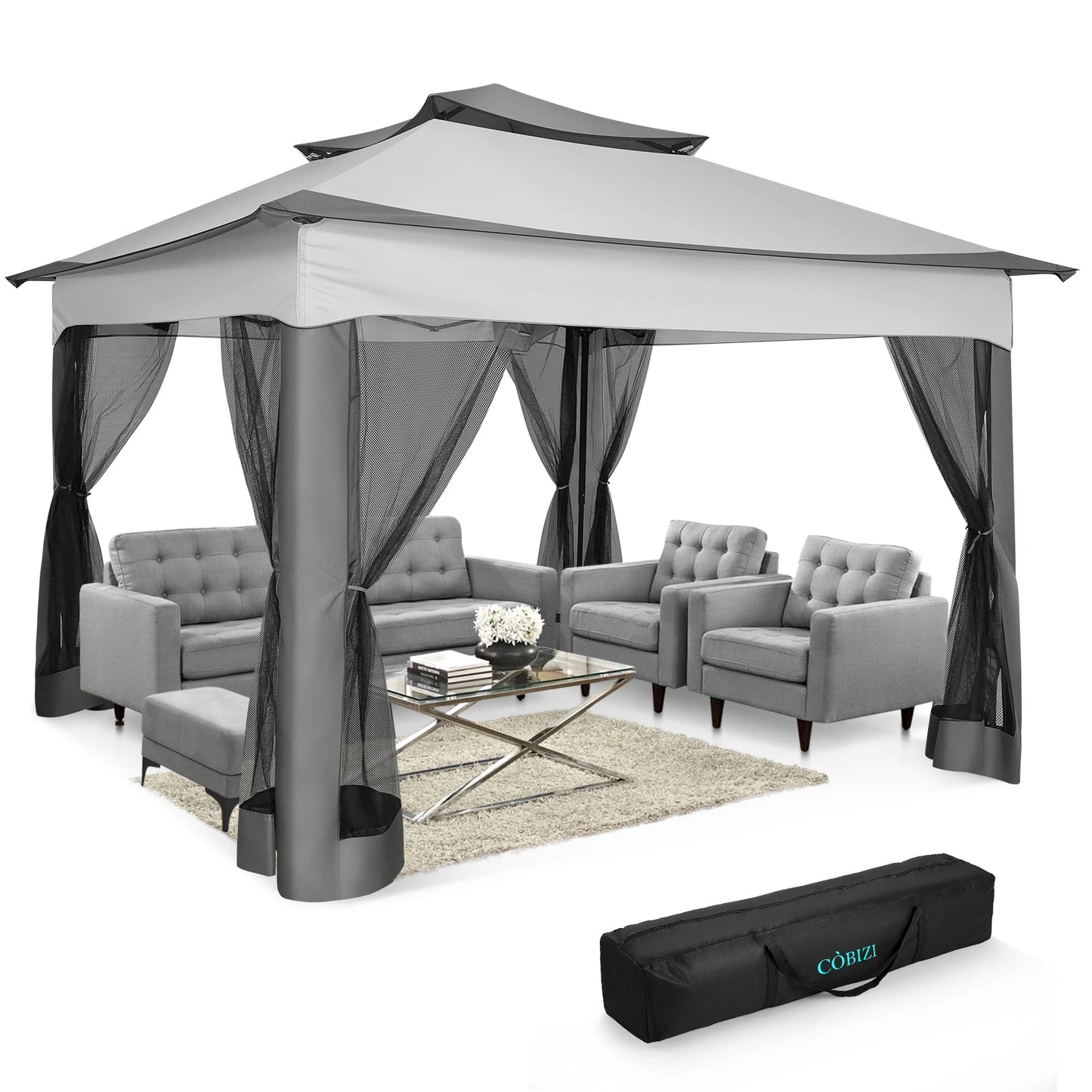Tooluck WeatherResistant Pop Up Gazebo With Mosquito Netting For OutdoorPatioProXL