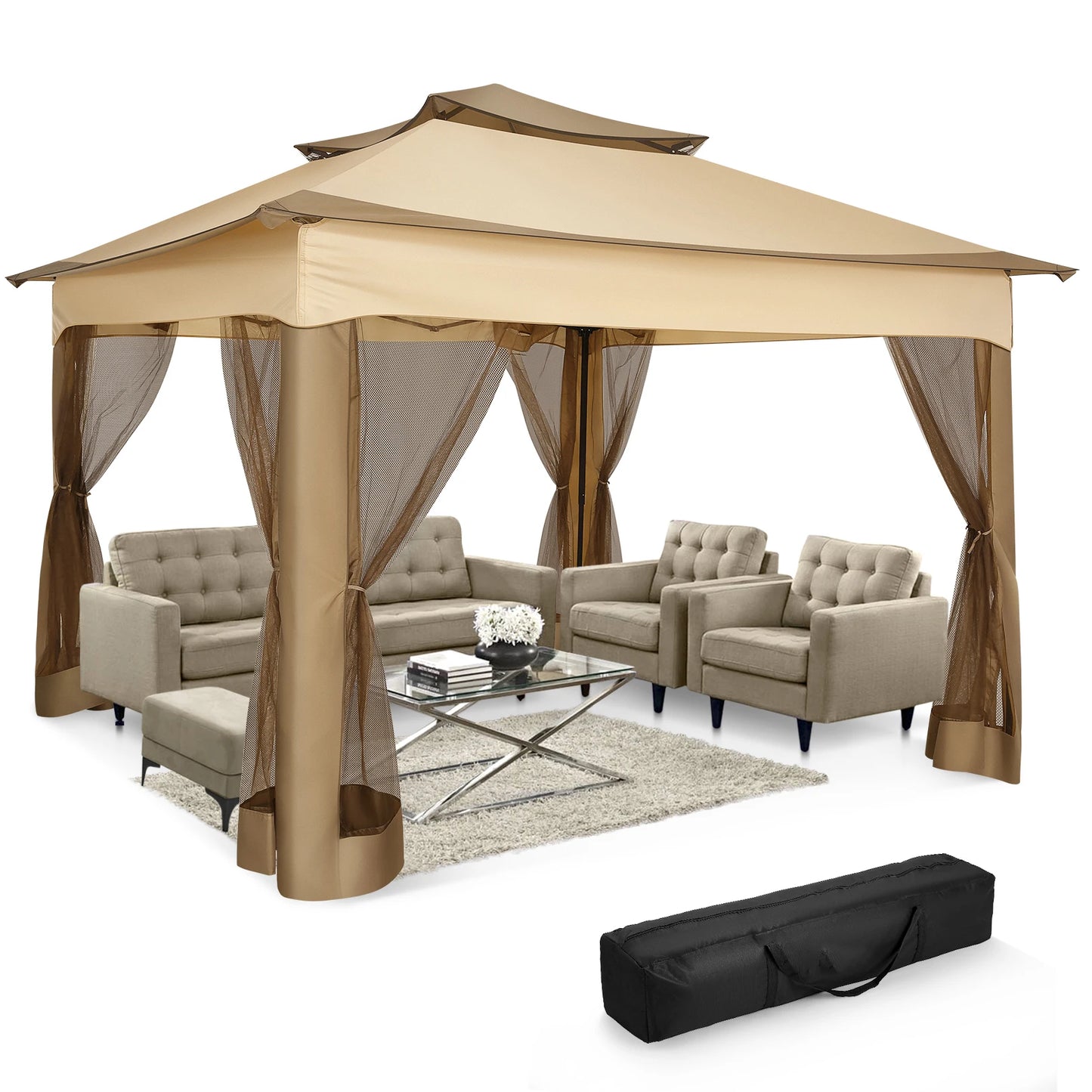 Tooluck WeatherResistant Pop Up Gazebo With Mosquito Netting For OutdoorPatioProXL