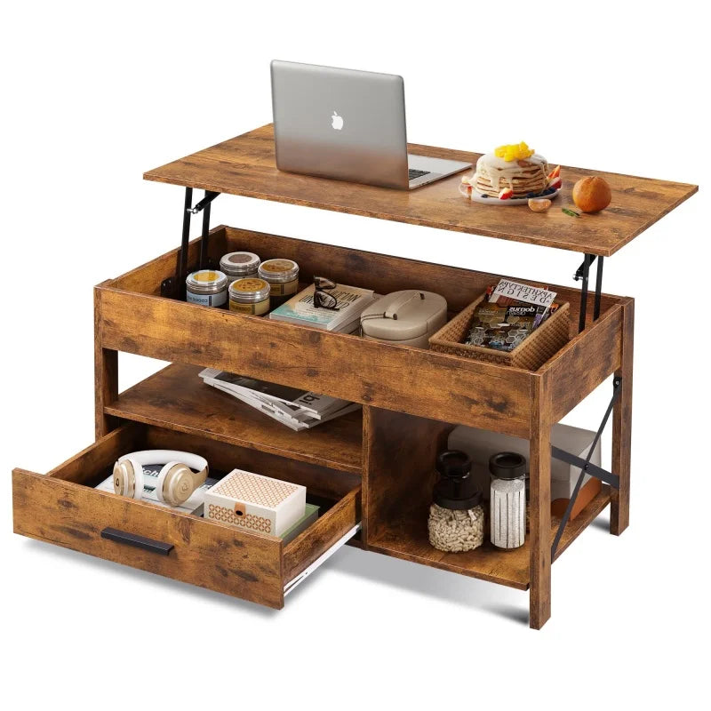 GALAXHERO Lift Top Coffee Table With Hidden Compartment Drawers
