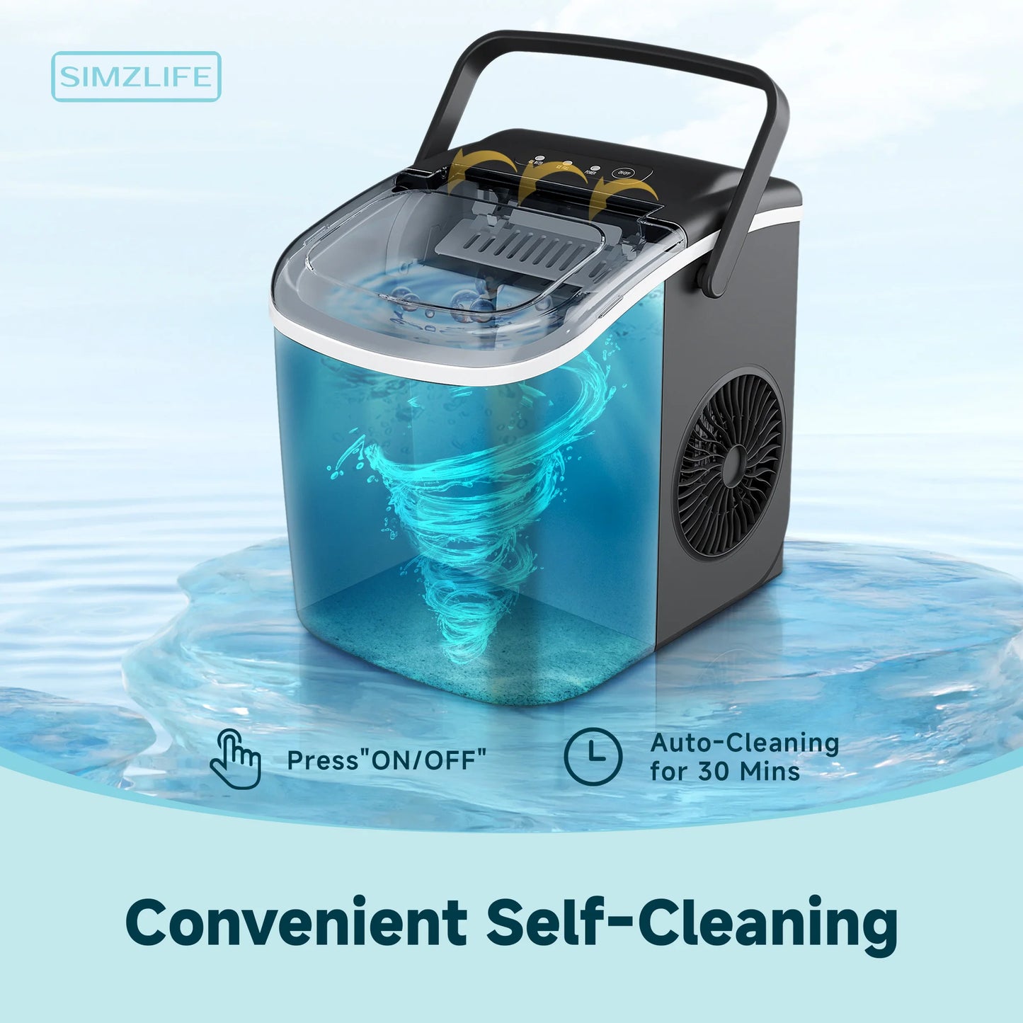SIMZLIFE Desktop Ice Maker Self Cleaning Portable