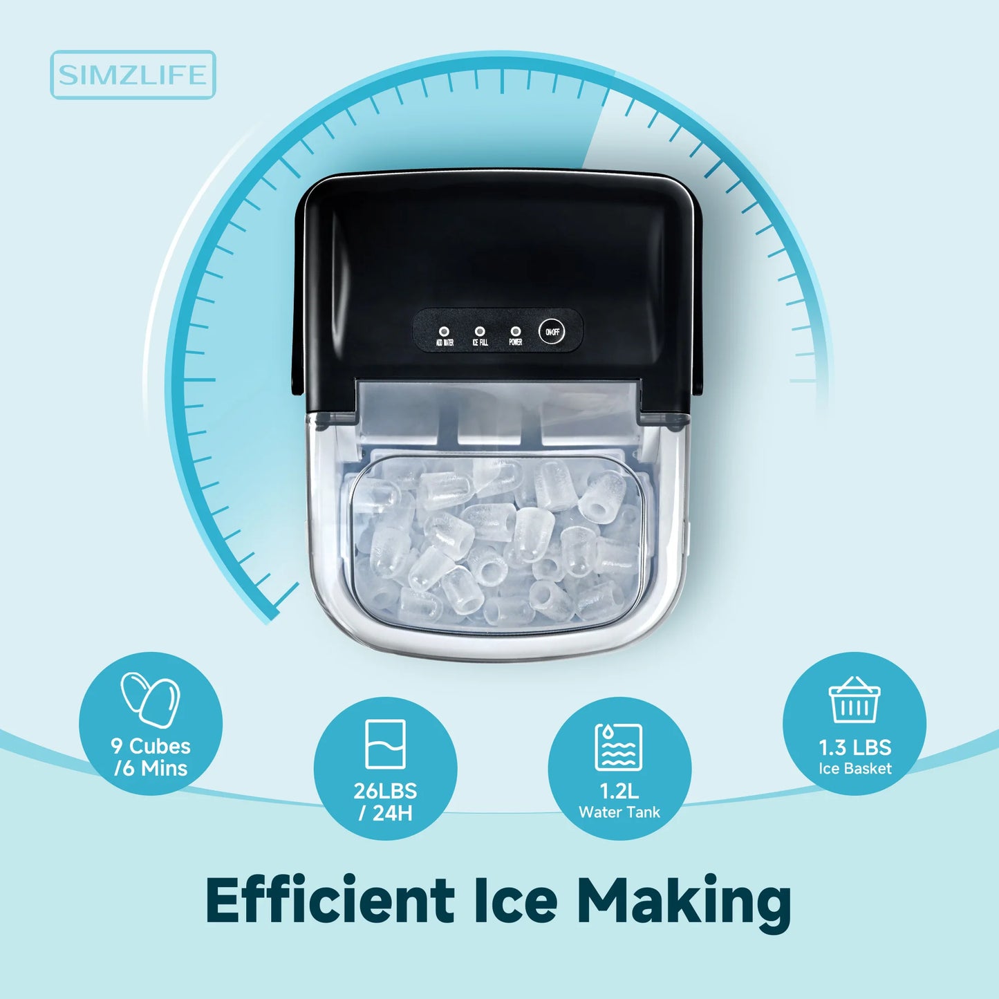 SIMZLIFE Desktop Ice Maker Self Cleaning Portable