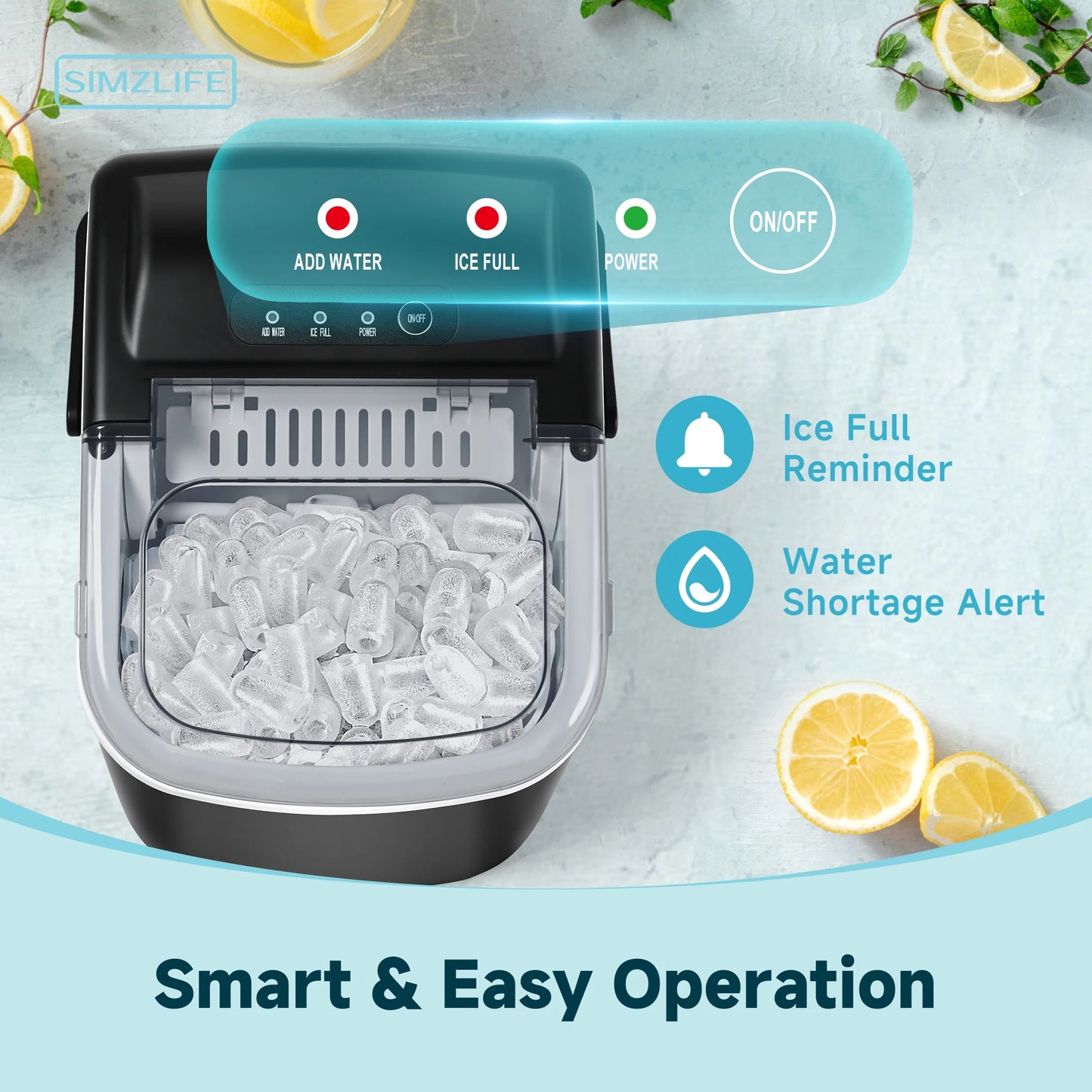 SIMZLIFE Desktop Ice Maker Self Cleaning Portable