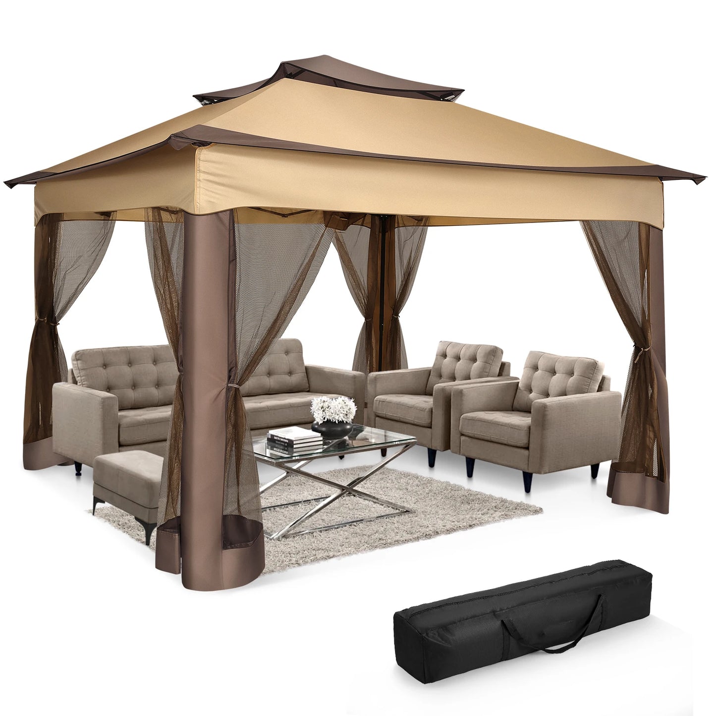 Tooluck WeatherResistant Pop Up Gazebo With Mosquito Netting For OutdoorPatioProXL