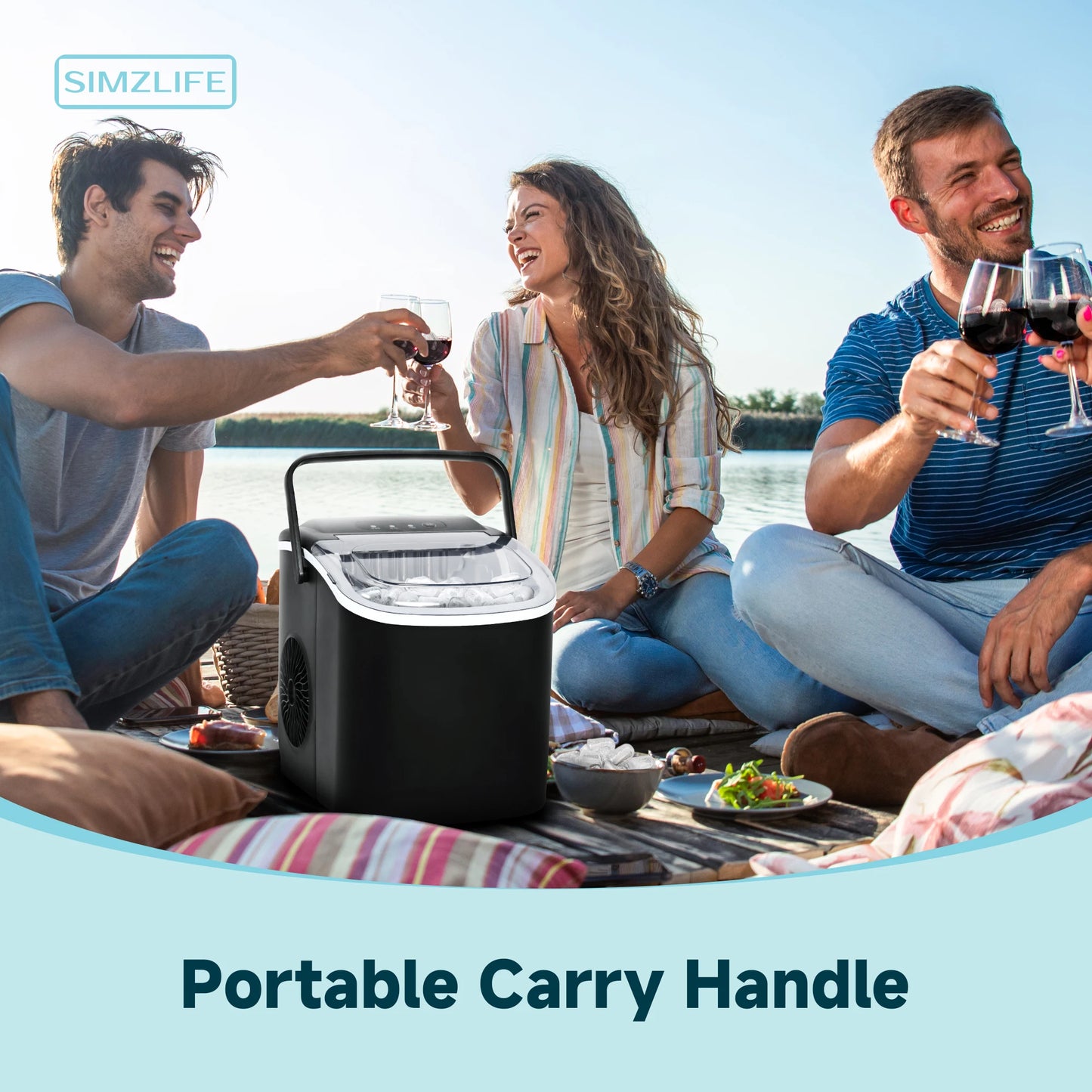 SIMZLIFE Desktop Ice Maker Self Cleaning Portable