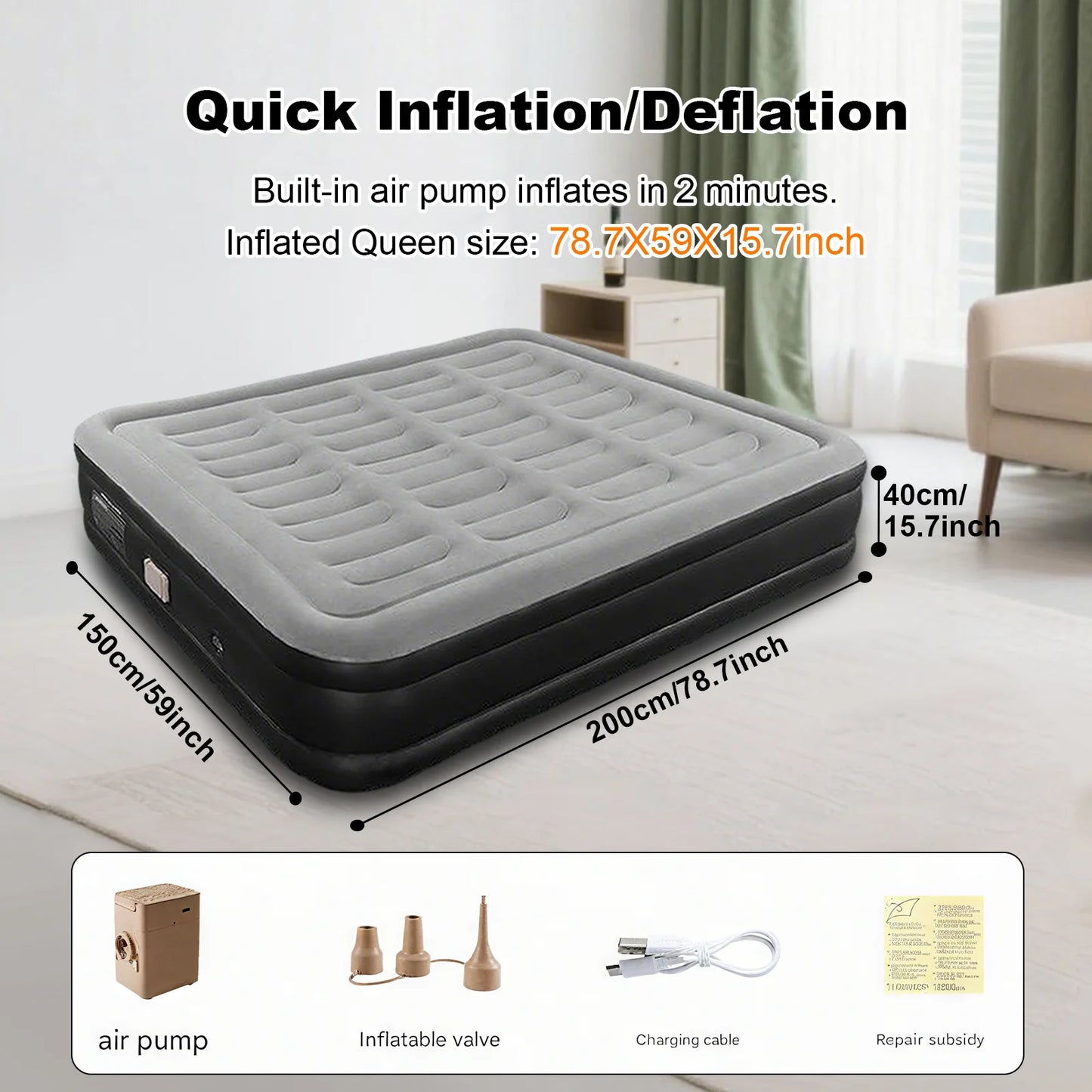 General Inflatable Mattress With Built-In Pump For Outdoor Camping