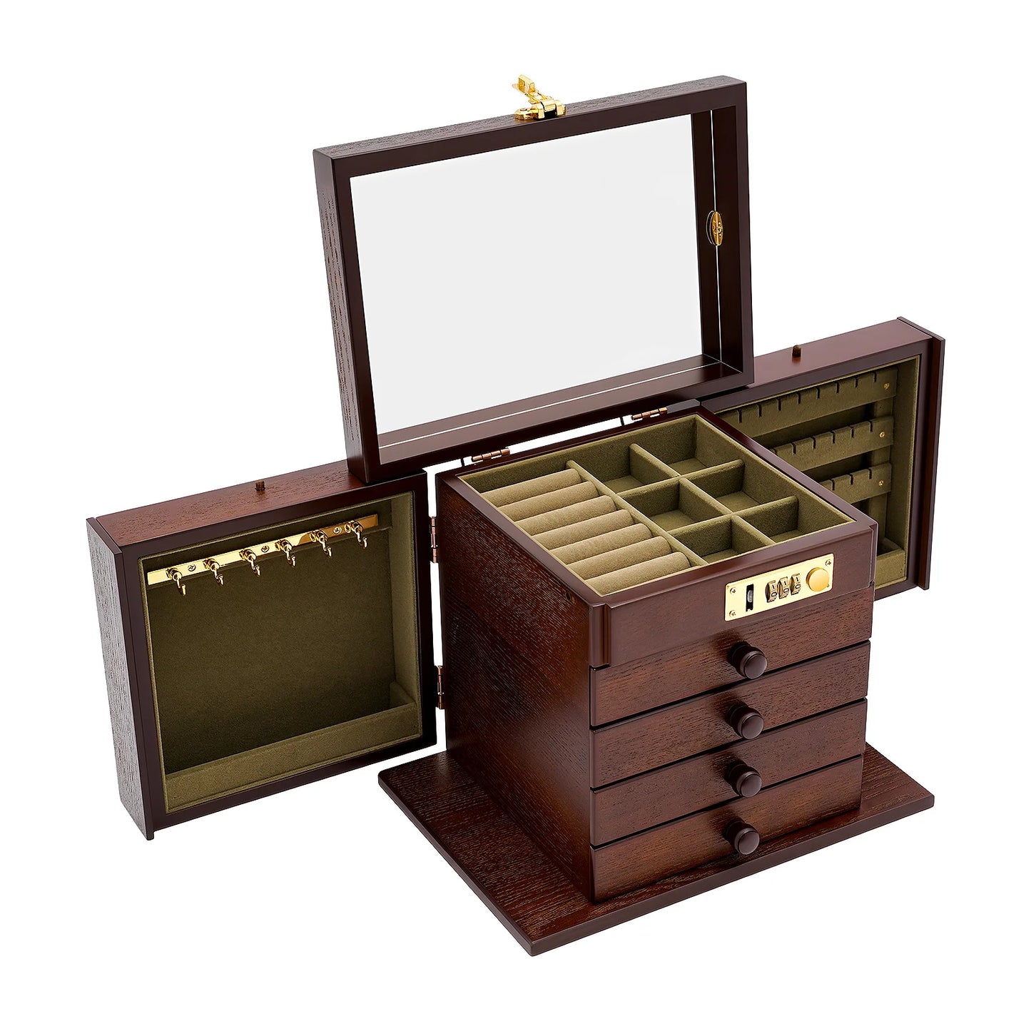 Sichuan 5 Tiers Jewelry Box Organizer With Lock And Mirror