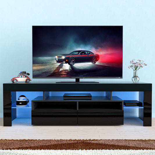 QiaoShiRen LED TV Stand with Storage Drawers High Gloss Cabinet