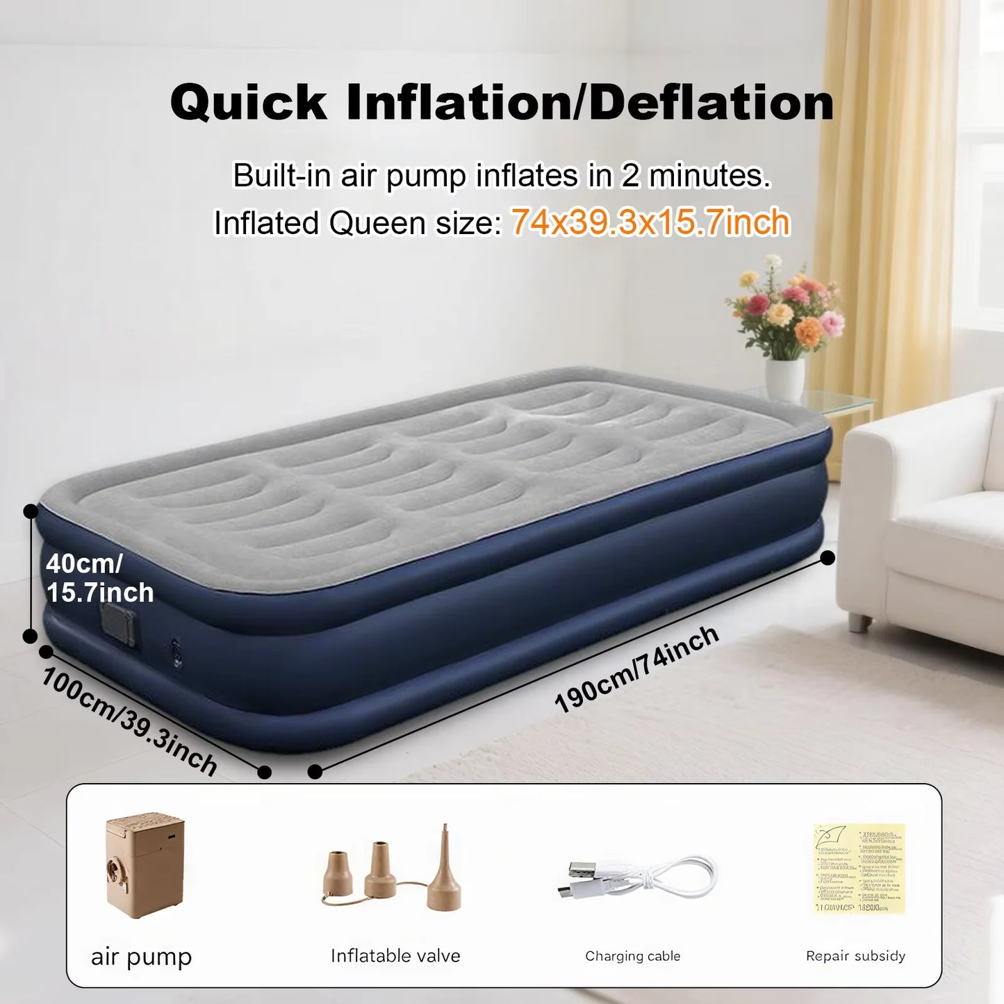 General Inflatable Mattress With Built-In Pump For Outdoor Camping
