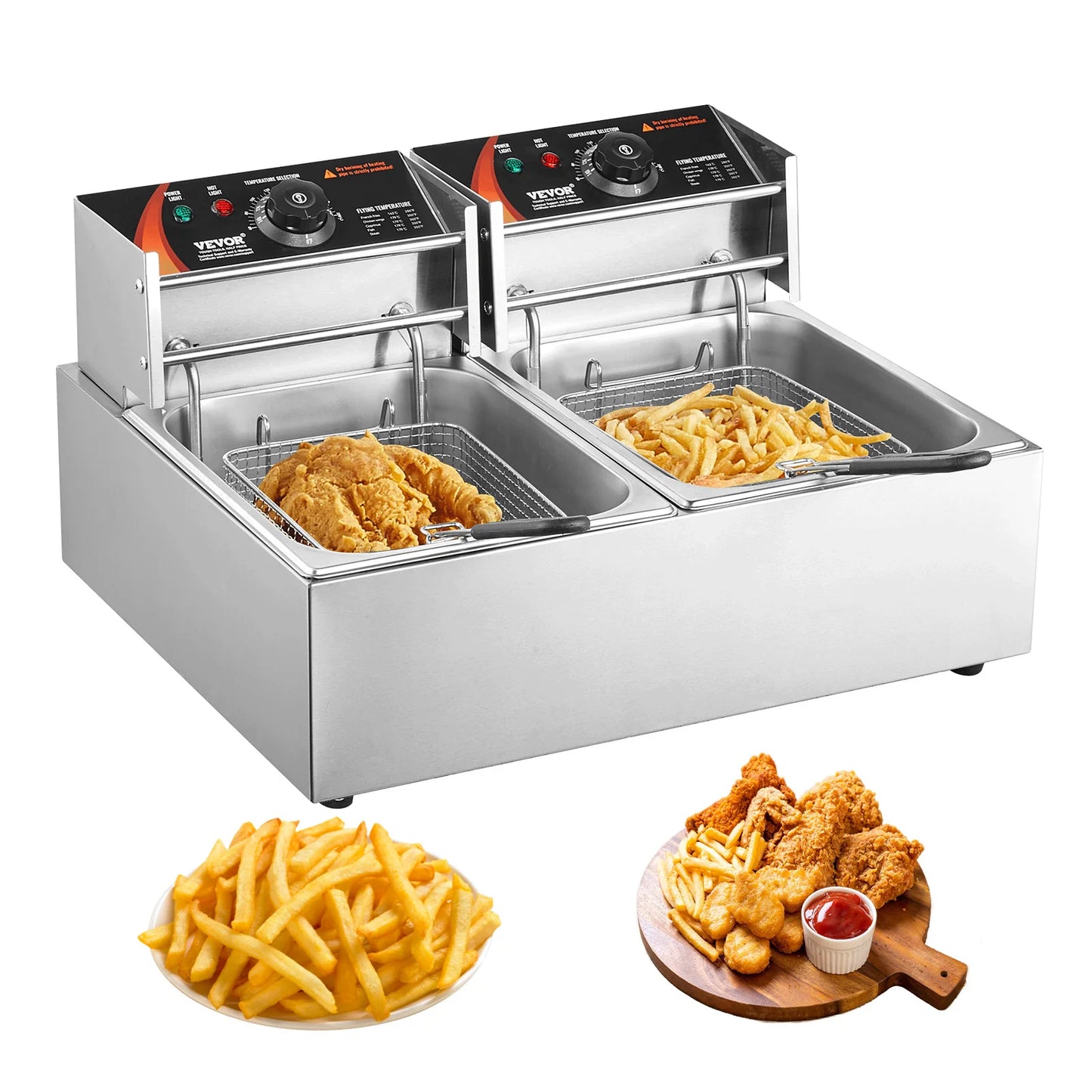 SucceBuy Electric Deep Fryer With Dual Removable Tanks