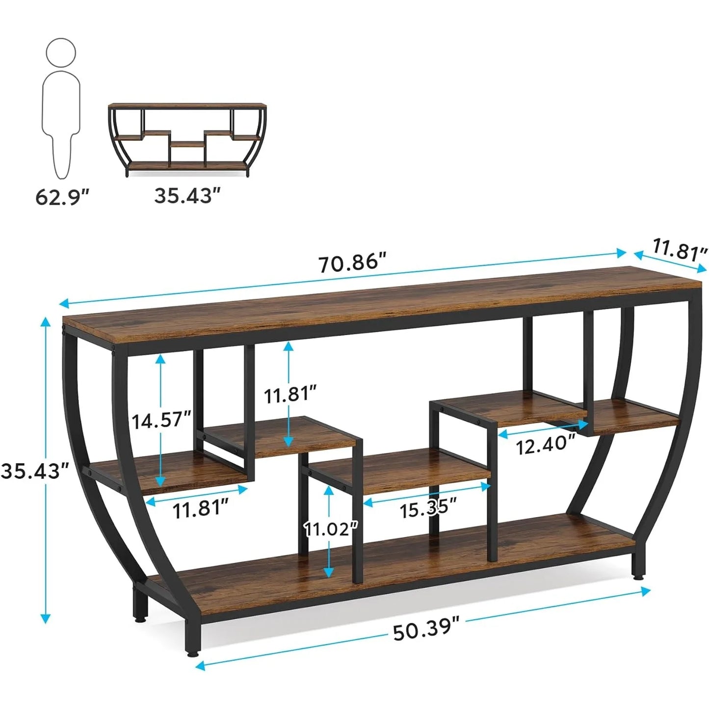 LITTLE TREE Sofa Table With Shelves And Storage Console