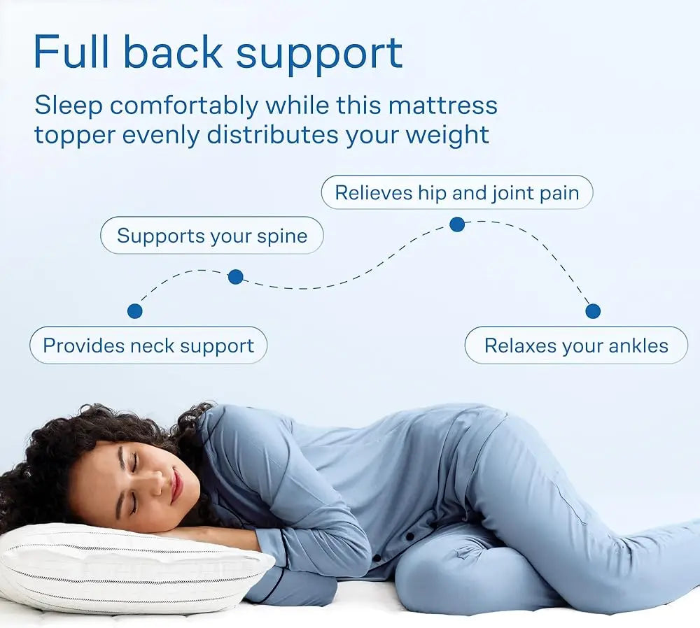 Extra Thick Mattress Topper, Mattress Pad Cover for Back Pain, Cooling Mattress Protector, Overfilled Down Alternative Filling