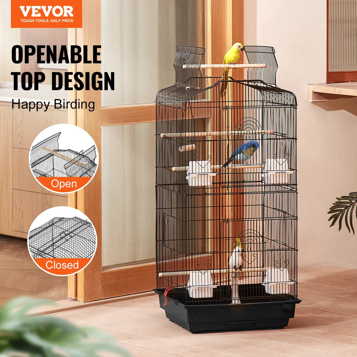 SucceBuy Open Top Parrot Bird Cage For Travel And Flight