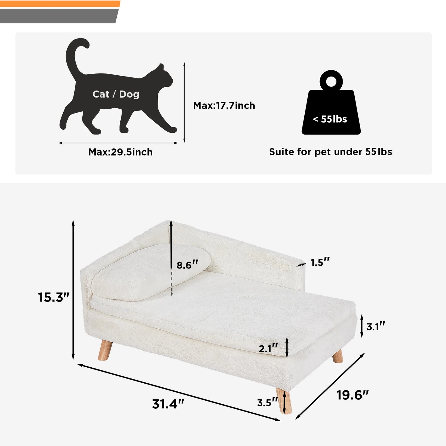 BINGOPAWCN Nordic Elevated Pet Bed With Waterproof Cozy Pad