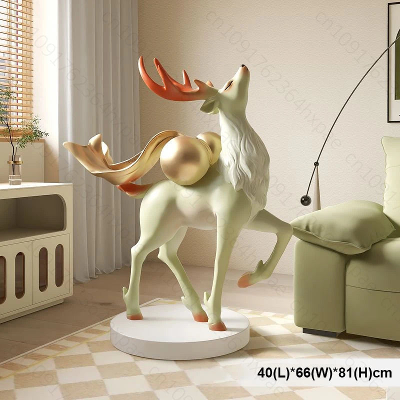 Elegant Deer Interior Floor Statue Figurine Home Entrance Decor Sculpture Living Room Stylish Modern Luxury Standing Ornaments