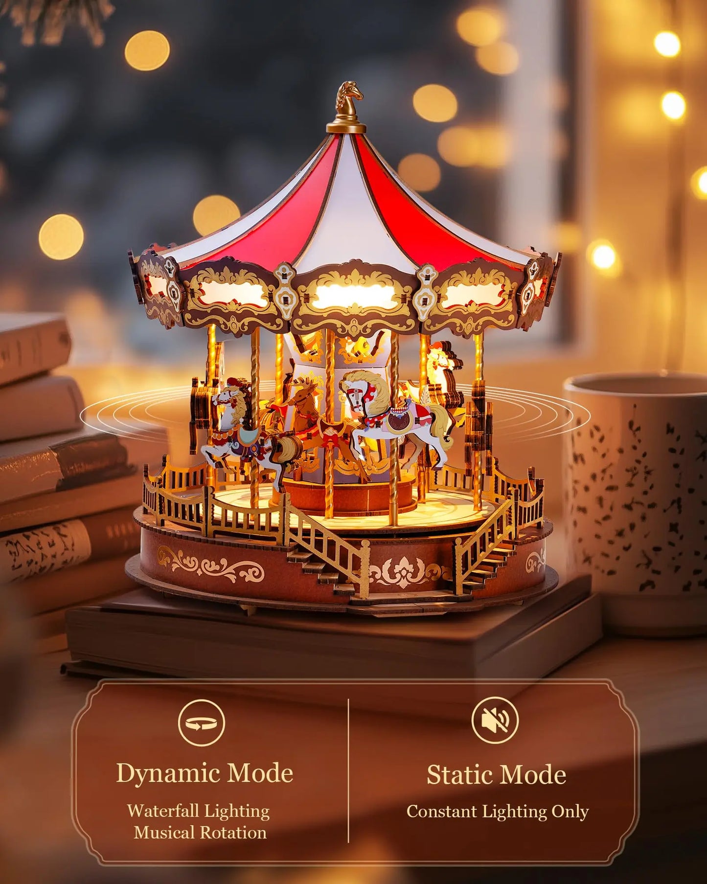Robotime Classic Carousel Music Boxes 3D Wooden Puzzle Kit