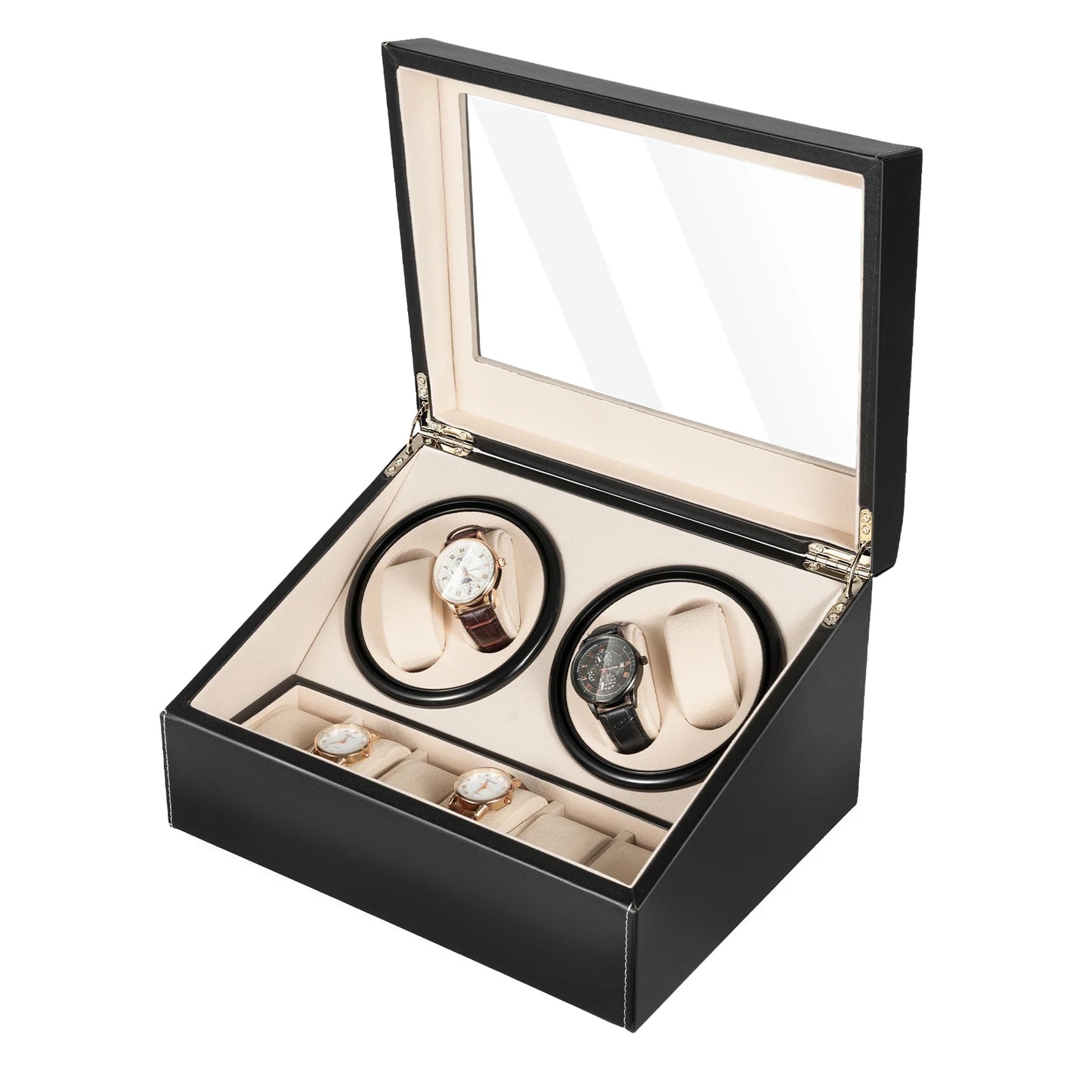 Hign-concerned 4 Plus 6 Watch Winder Case PU Leather Automatic Box