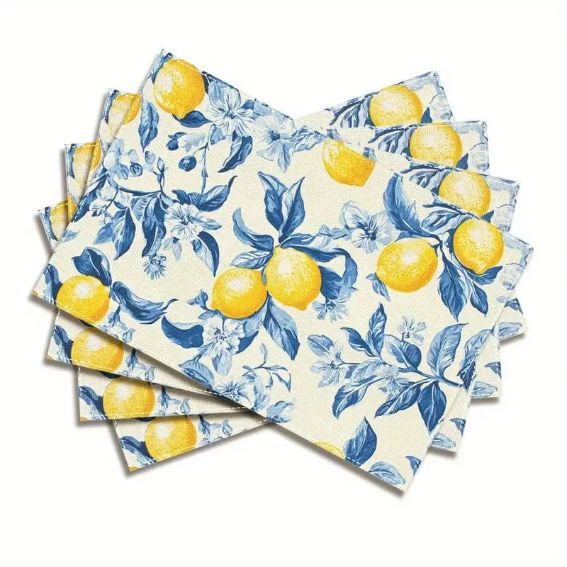 Zhejiang Lemon Printed Linen Placemat Set For Summer Table