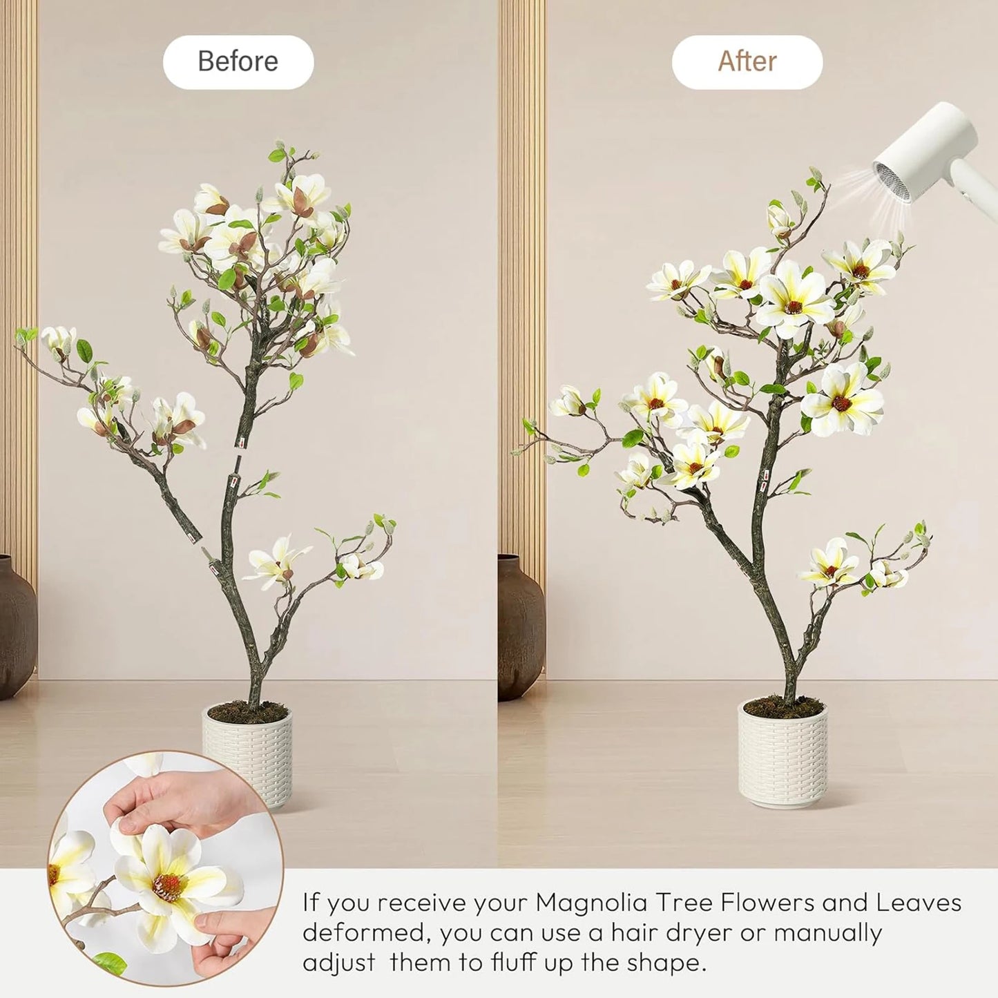 Artificial Magnolia Plant With LED Light Outdoor Patio Decor