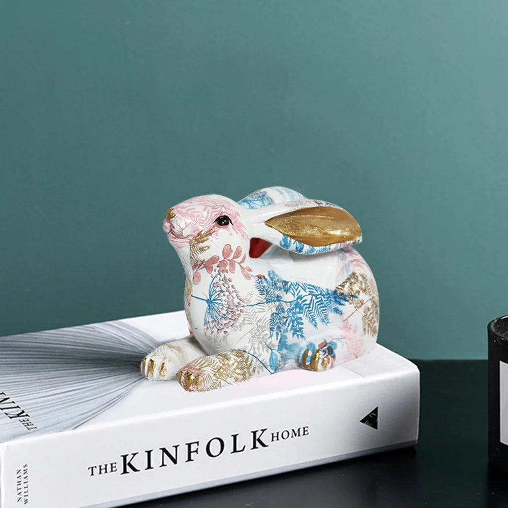 Shunmaii Rabbit Statue Resin Easter Bunny Ornament For Desk