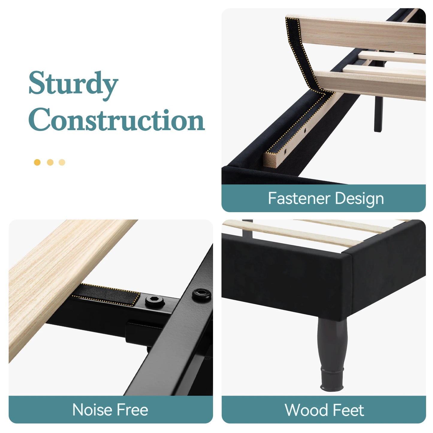 HOOMIC Velvet Tiara Headboard Adjustable Bed Frame Diamond Button Tufted