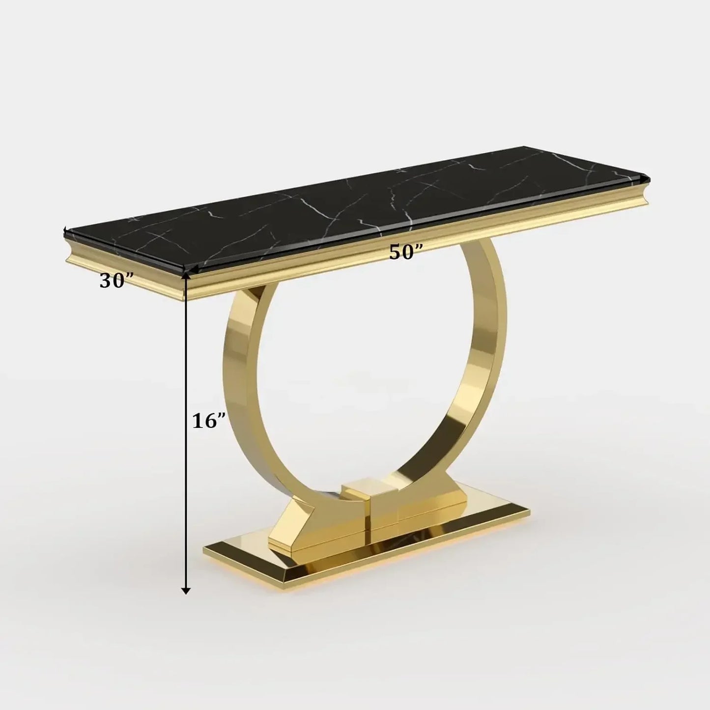 [New Arrival, Limited Stock!]Black Gold Console Table, 50" Black EntranceTable with Gold U Shaped Base, Luxury Entryway Table fo