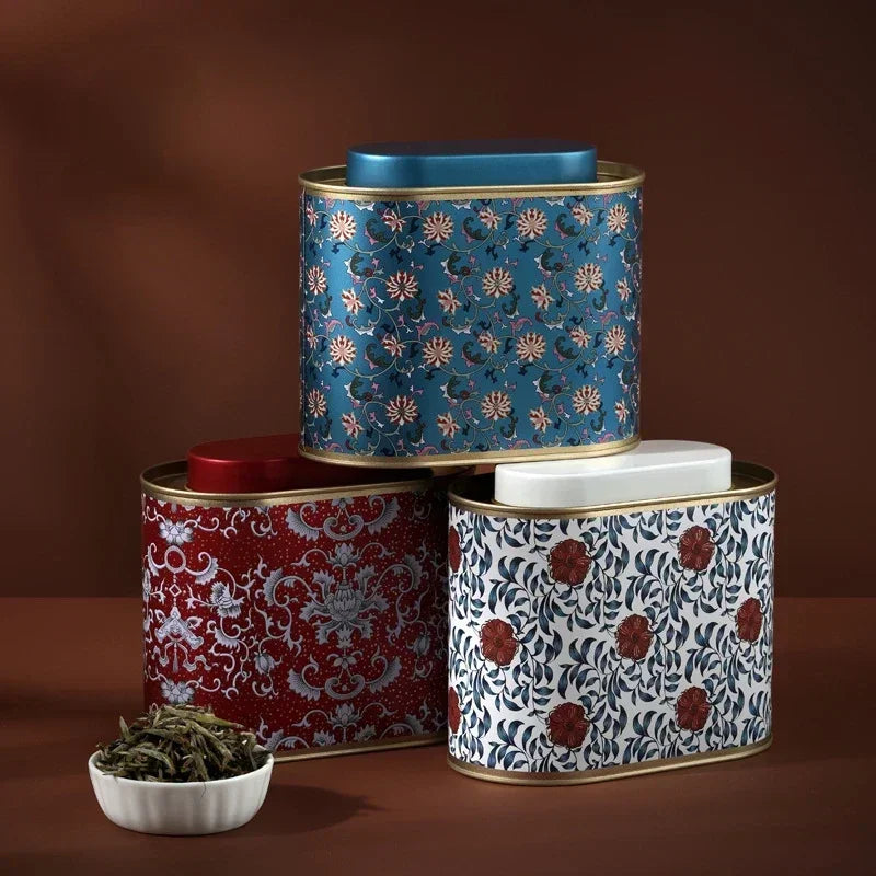 Exquisite Tin Tea Storage Can Airtight Round Container