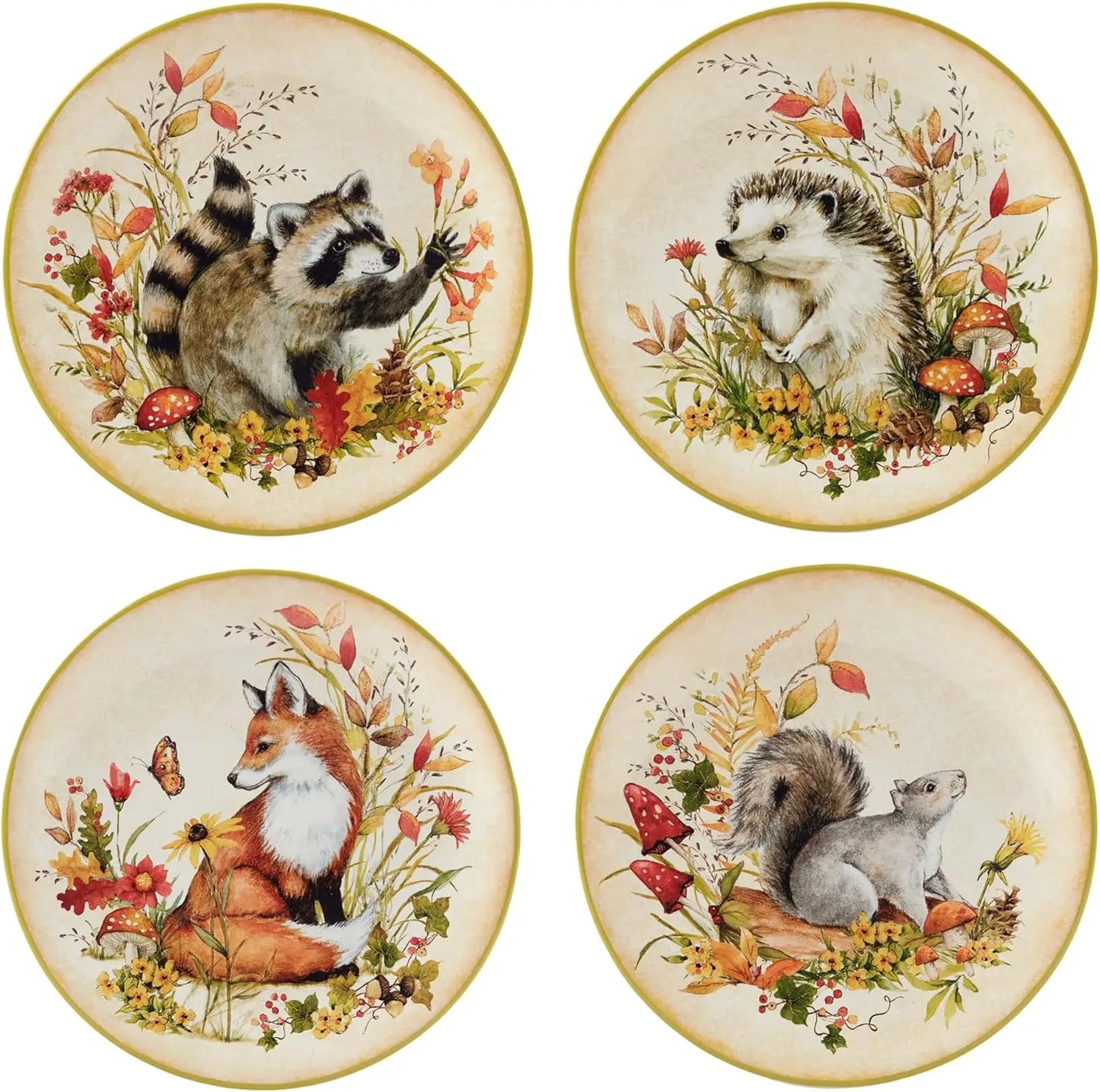 Woodland Critters Ceramic Salad And Dessert Plates
