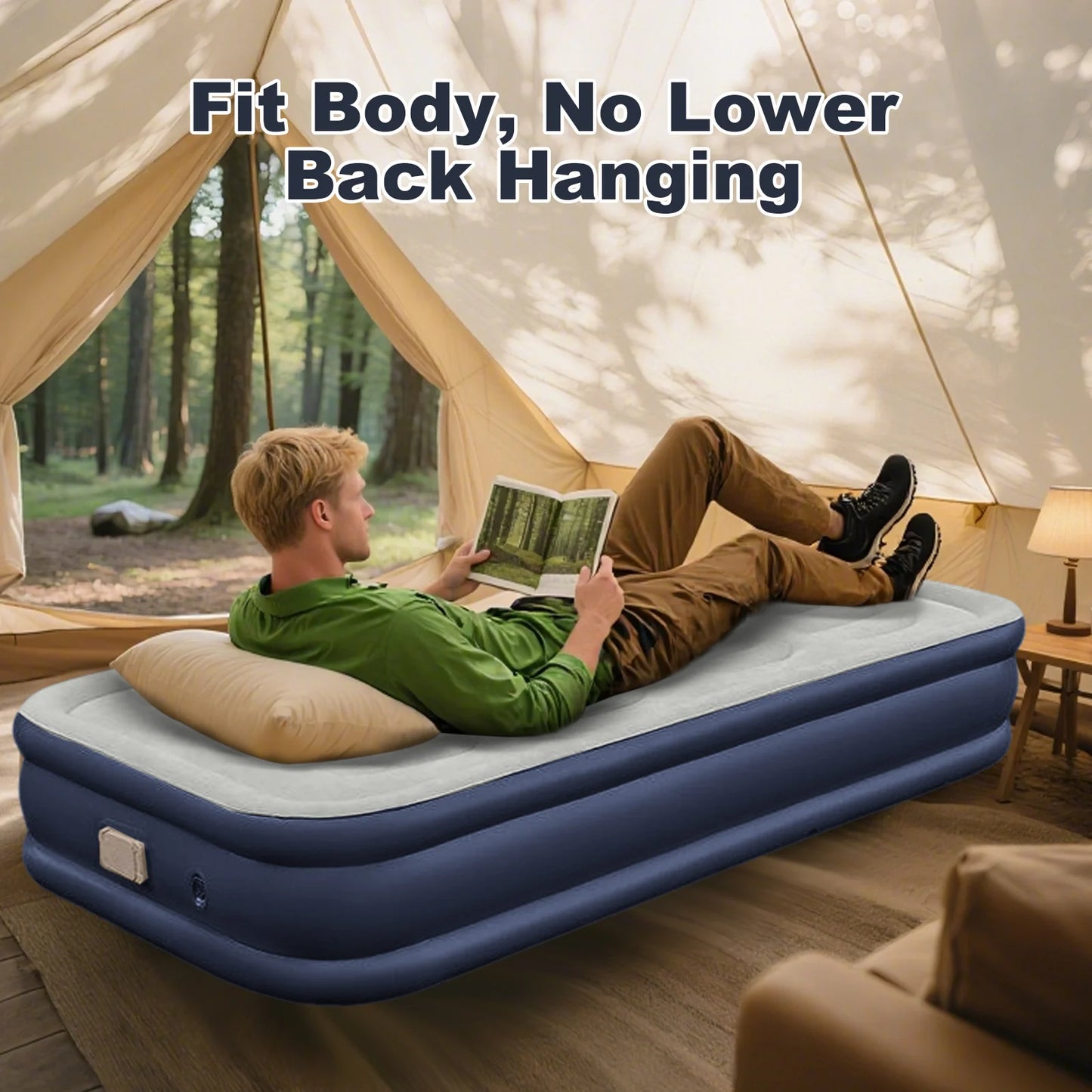 General Inflatable Mattress With Built-In Pump For Outdoor Camping