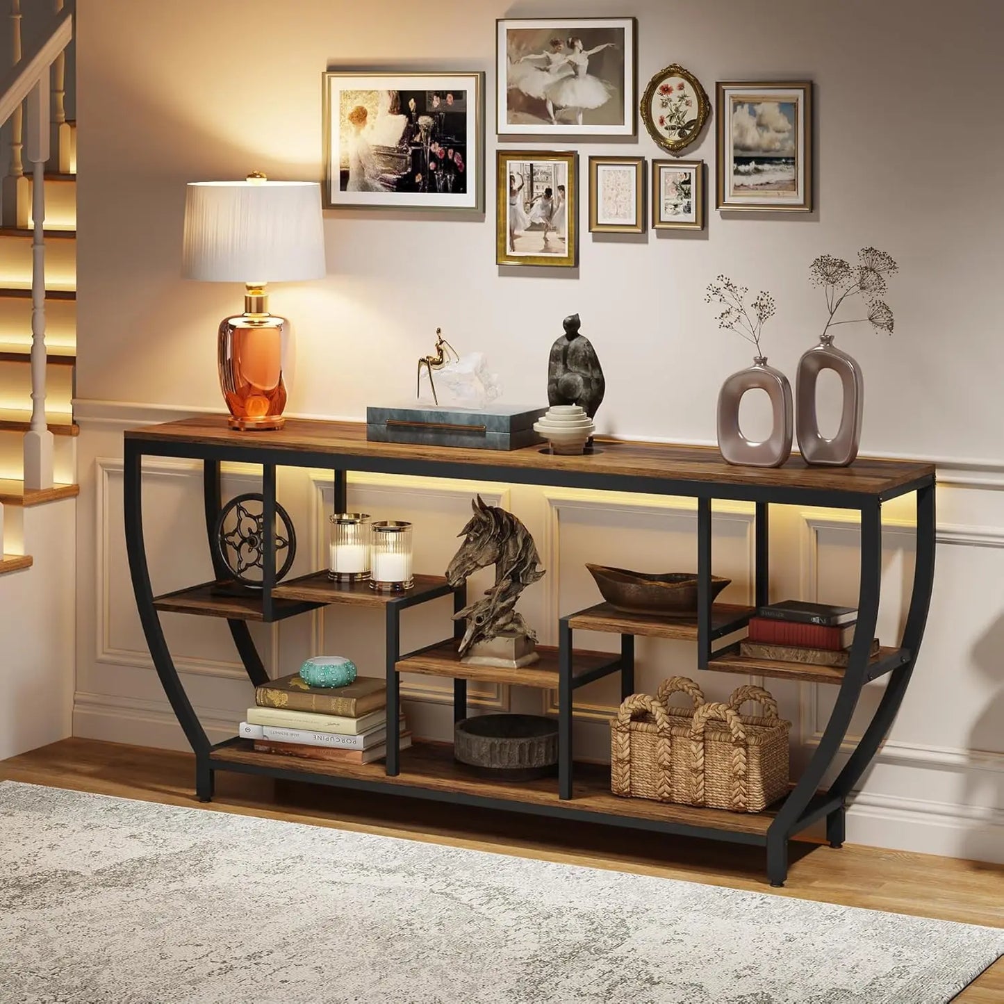LITTLE TREE Sofa Table With Shelves And Storage Console