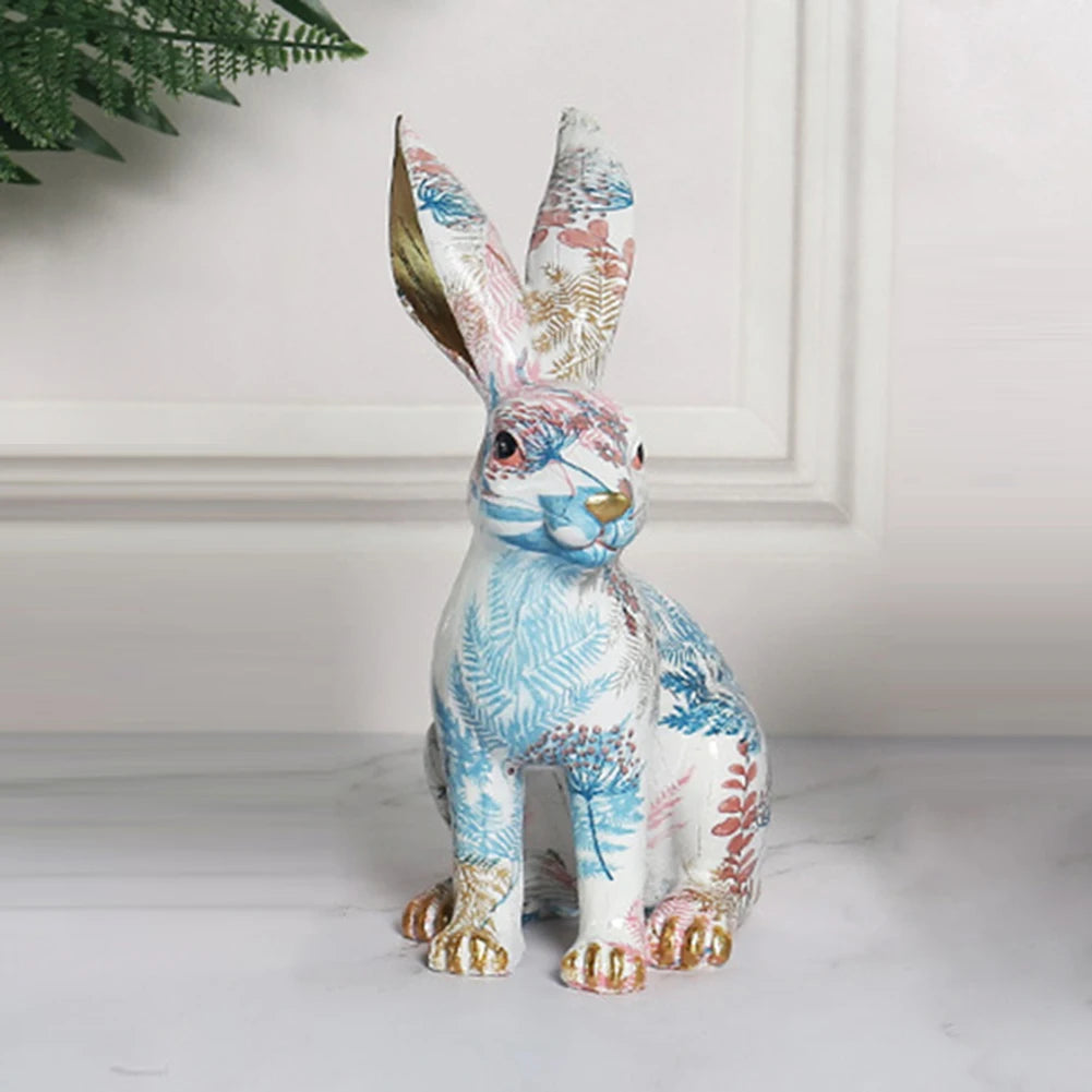 Shunmaii Rabbit Statue Resin Easter Bunny Ornament For Desk