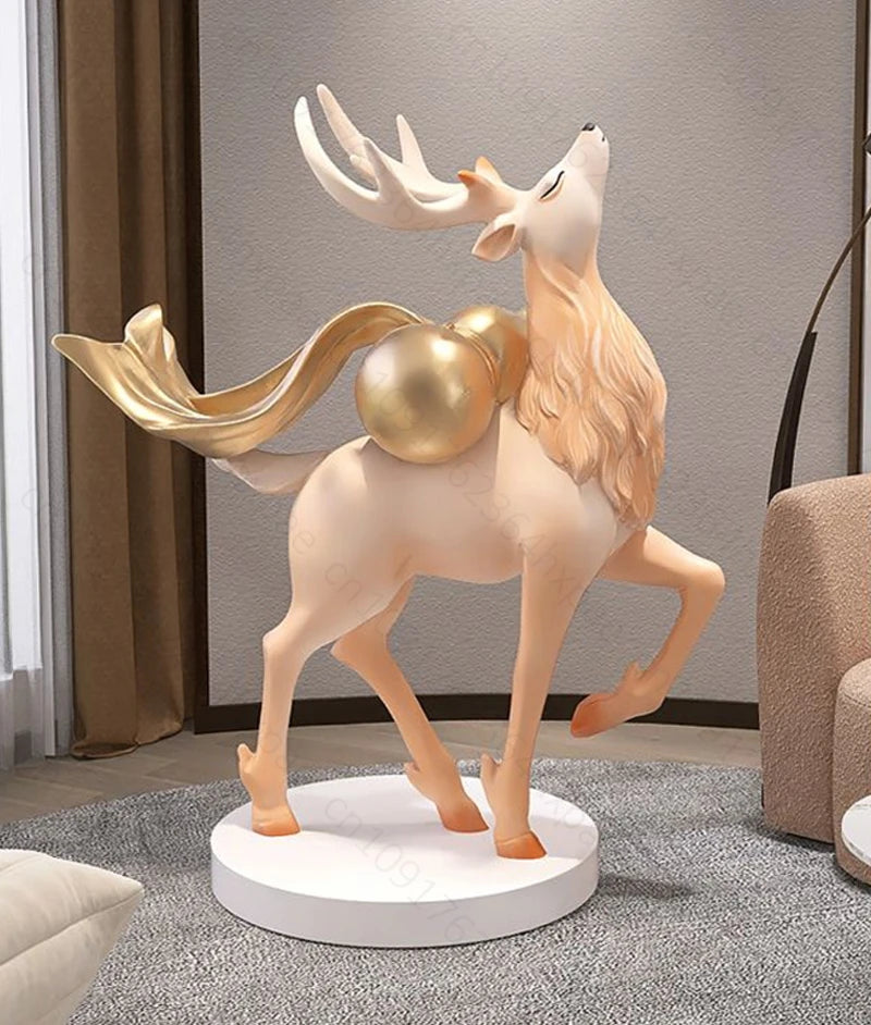 Elegant Deer Interior Floor Statue Figurine Home Entrance Decor Sculpture Living Room Stylish Modern Luxury Standing Ornaments