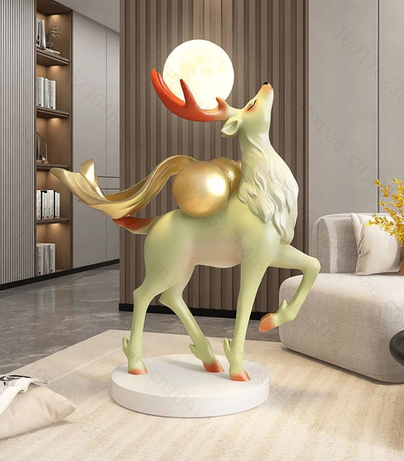 Elegant Deer Interior Floor Statue Figurine Home Entrance Decor Sculpture Living Room Stylish Modern Luxury Standing Ornaments