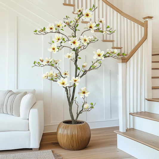 Artificial Magnolia Plant With LED Light Outdoor Patio Decor