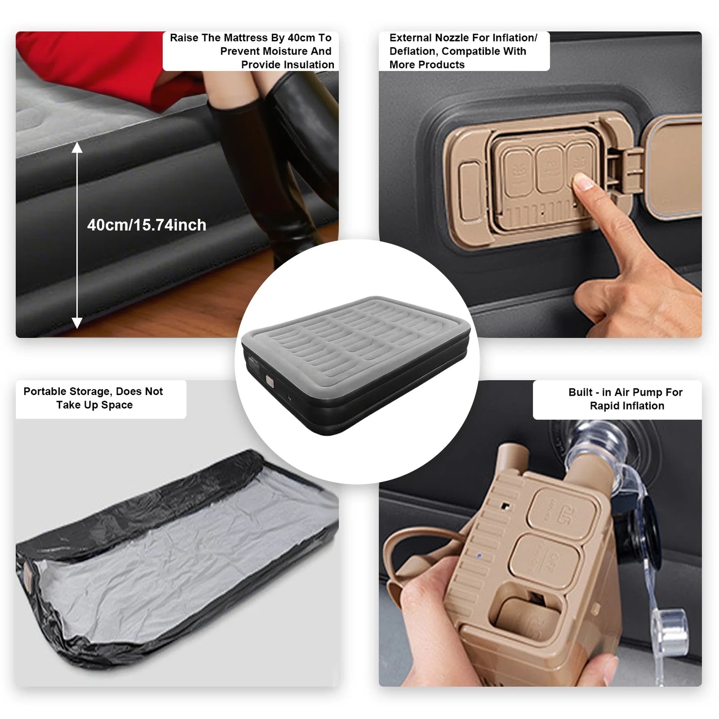 General Inflatable Mattress With Built-In Pump For Outdoor Camping