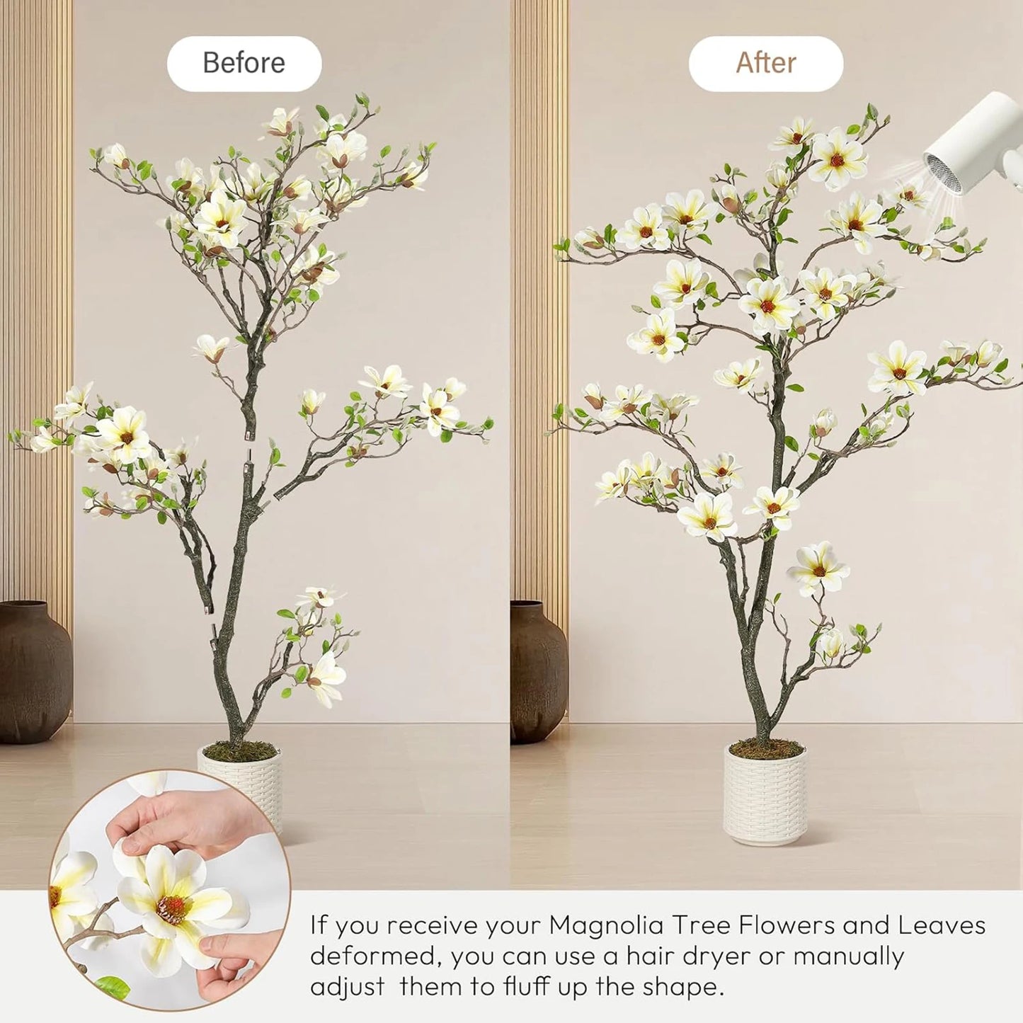 Artificial Magnolia Plant With LED Light Outdoor Patio Decor