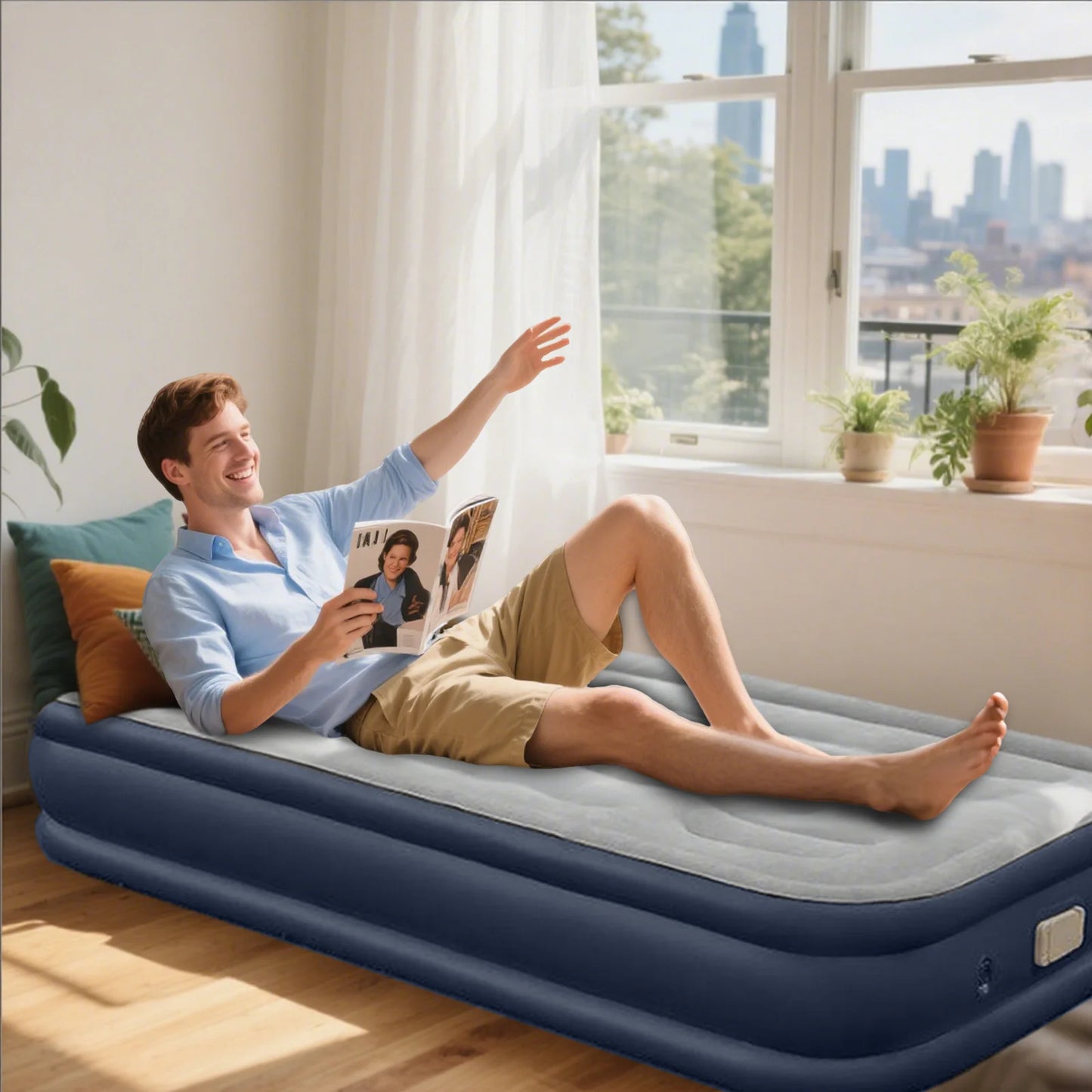 General Inflatable Mattress With Built-In Pump For Outdoor Camping